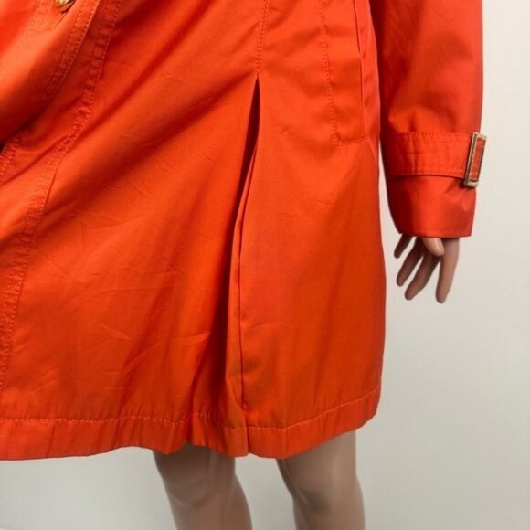 MICHAEL Michael Kors Single Breasted Pleated Trench Coat Rain Orange Size Medium - Picture 12 of 15